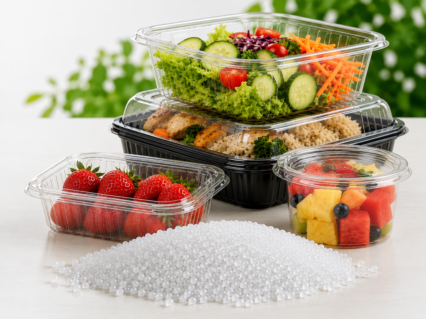 Recycled plastic sheet extrusion for food-grade packaging